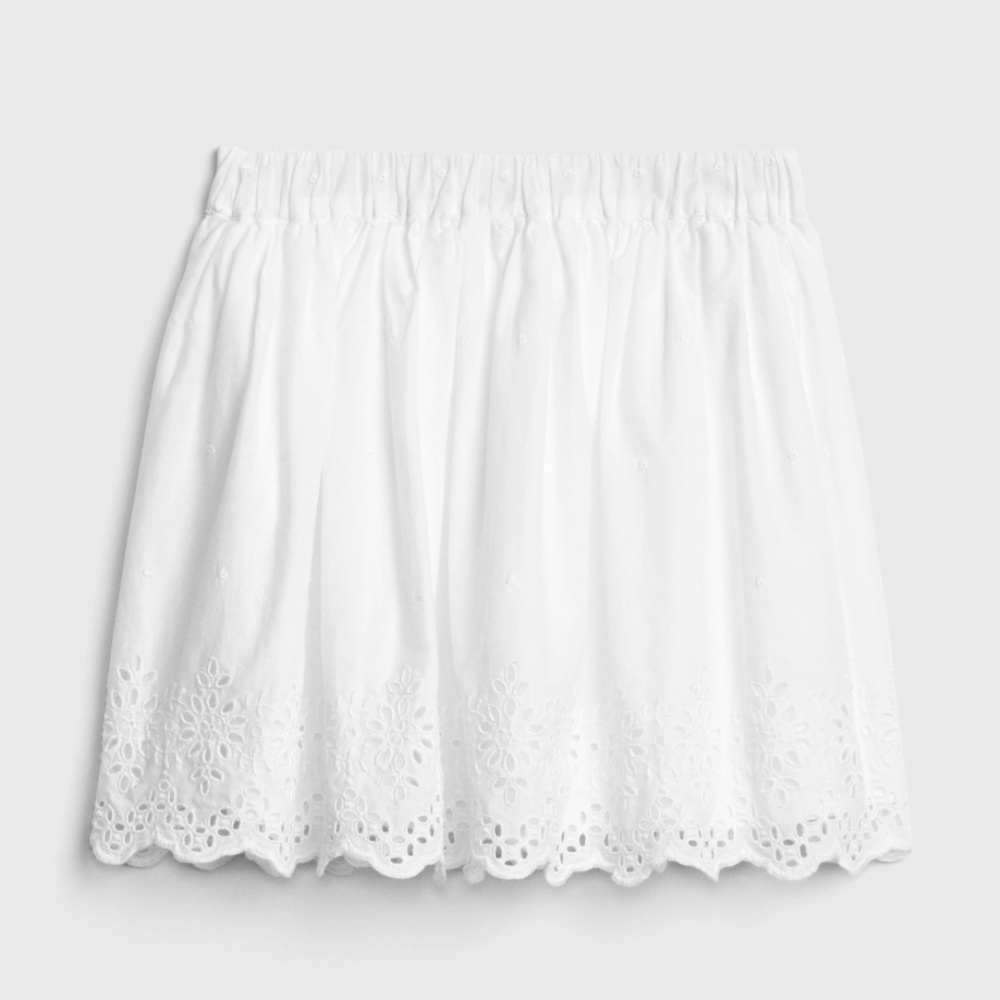 ✨EUC✨ GAP Cotton White A-Line Eyelet Flippy Skirt